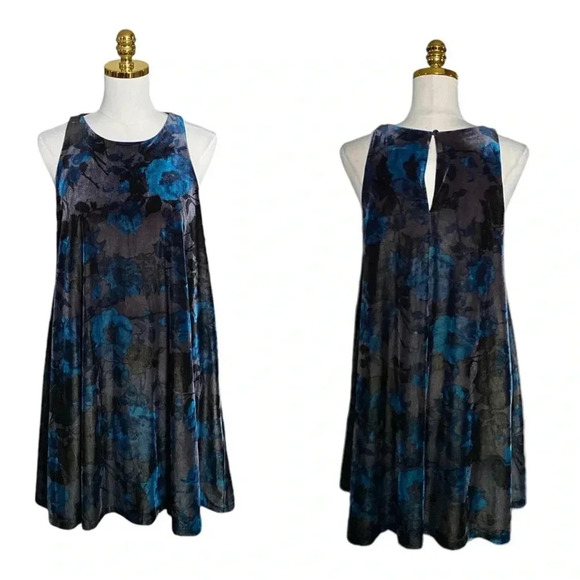 CYNTHIA ROWLEY Women’s Floral Print Velvet Burnout Sleeveless Shift Dress Size L - Picture 4 of 9